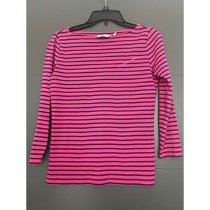 Vineyard Vines Striped Boatneck Top Pink Navy Long‎ Sleeve Women's Size S